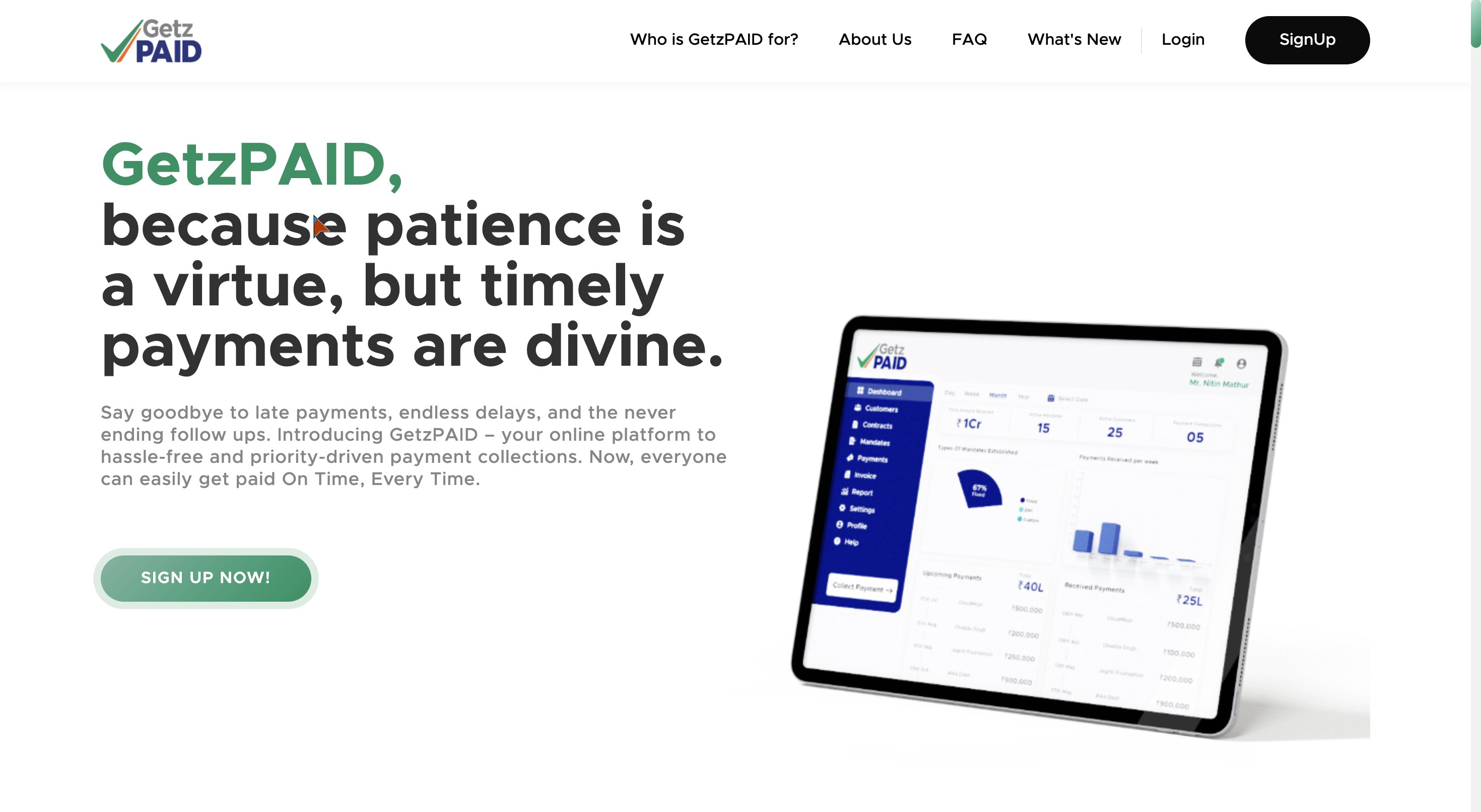 GetzPaid interface